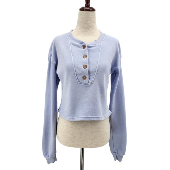 Tularosa Green Revolve Womens XS Sweatshirt The Kelly Henley Baby Blue - Picture 9 of 9